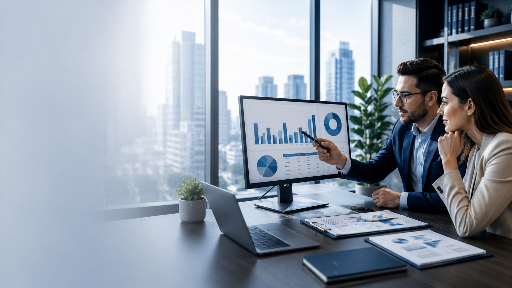 Equipo de profesionales analizando información financiera